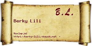 Berky Lili névjegykártya